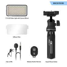 Load image into Gallery viewer, The Instructor - Professional Vlogging Kit (Includes Microphone, LED Light, Tripod & Phone Holder)