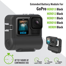 Load image into Gallery viewer, Extended Battery Module For GoPro HERO13, HERO12, HERO11, Hero10 &amp; HERO9 (BLACK) Action Cameras