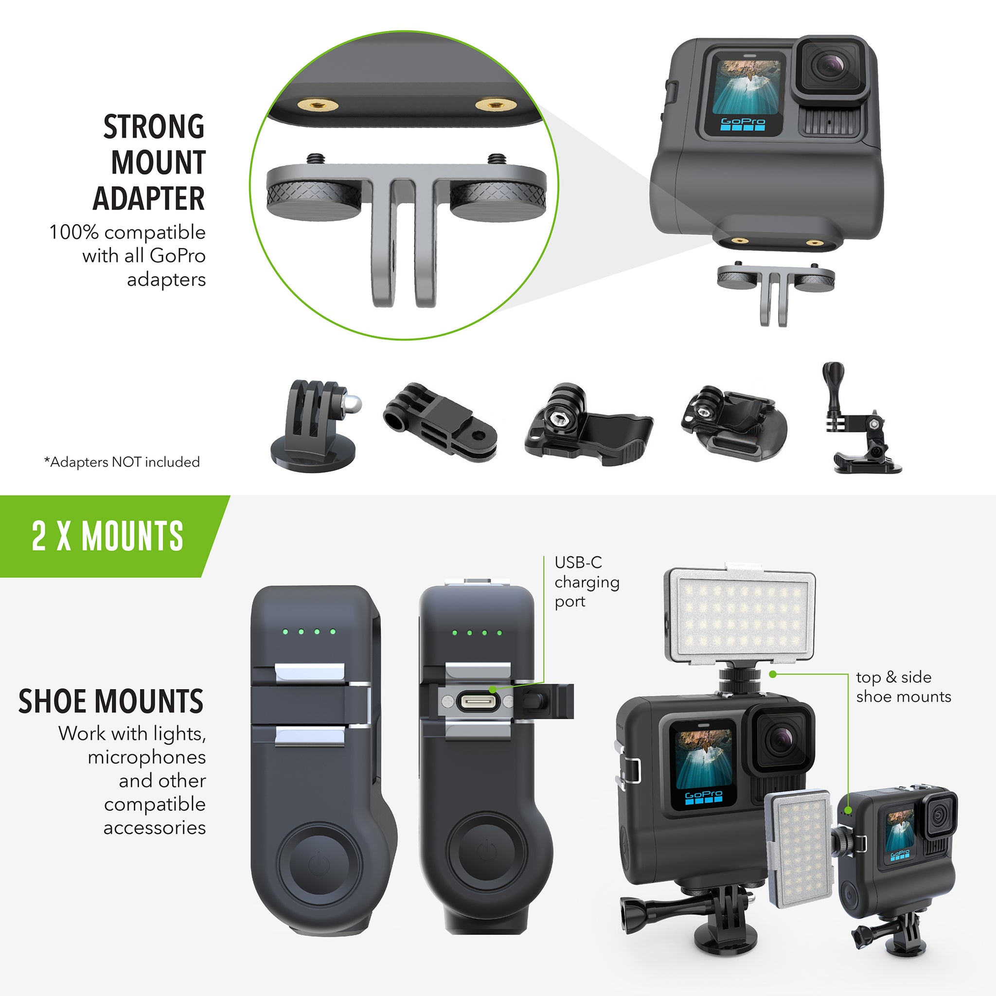 Extended Battery Module For GoPro HERO13, HERO12, HERO11, Hero10