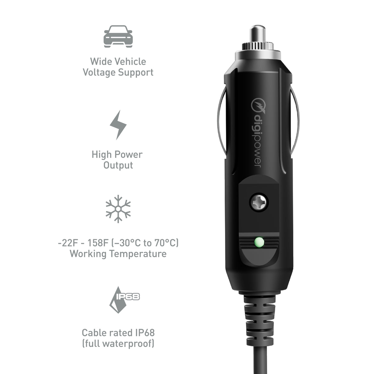 DIGIPOWER 5M (16.4ft) 12/24V Car Adapter Cable for Starlink Mini, IP68