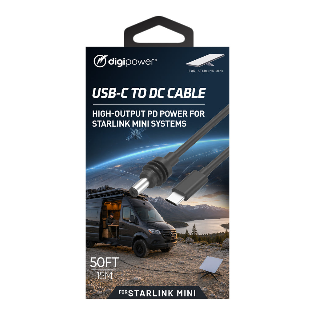 DIGIPOWER 15M (49.2ft) USB-C to DC Replacement Cable for Starlink Mini