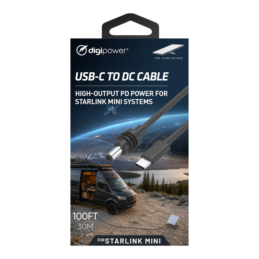 DIGIPOWER 30M (98.4ft) USB-C to DC Extension Cable for Starlink Mini