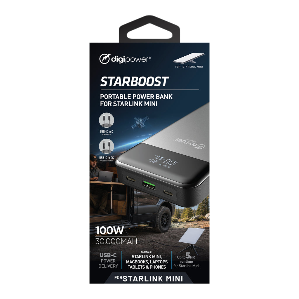 DIGIPOWER 100W Portable Battery Pack, 30000mAh, for Starlink Mini