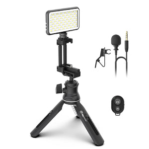 The Instructor - Professional Vlogging Kit (Includes Microphone, LED Light, Tripod & Phone Holder)