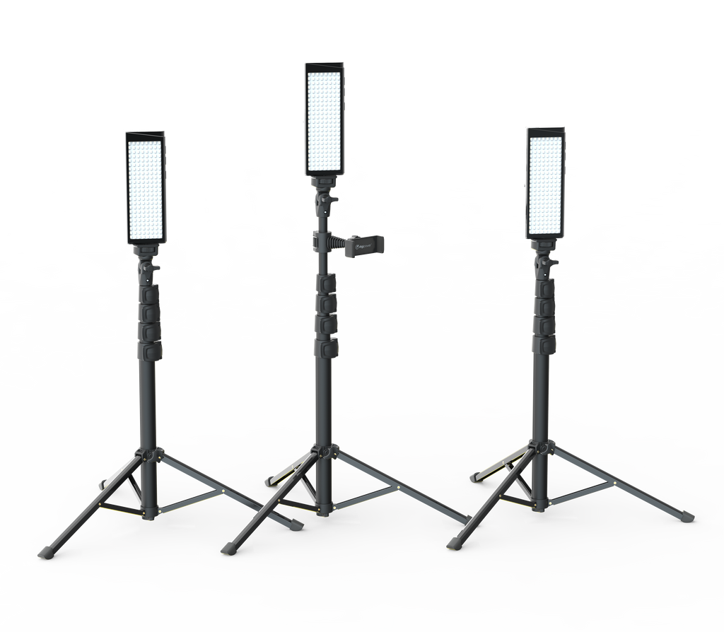 PRO3 - Three Point Lighting Set - Three 180 LED Lights & Three Pro Stands Kit