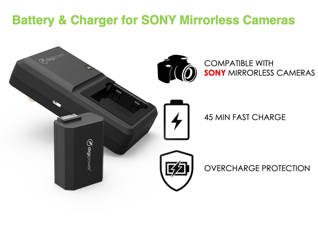 BP-FW50 Digital Camera Battery & Charger kit, Replacement for Sony NP-FW50 Battery pack
