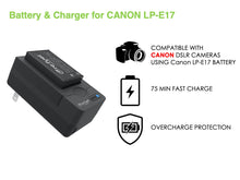 Load image into Gallery viewer, BP-LPE17 digital camera battery &amp; charger kit, Replacement for Canon LP-E17 battery pack