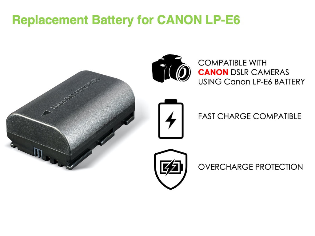BP-LPE6 digital camera battery, Replacement for Canon LP-E6 battery pack