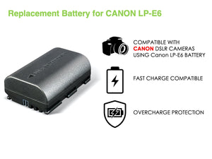 BP-LPE6 digital camera battery, Replacement for Canon LP-E6 battery pack