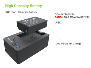 BP-LPE17 digital camera battery & charger kit, Replacement for Canon LP-E17 battery pack