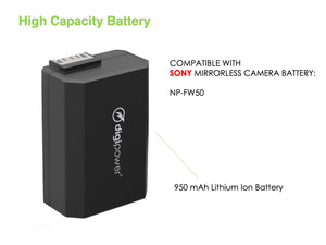 BP-FW50 Digital Camera Battery & Charger kit, Replacement for Sony NP-FW50 Battery pack
